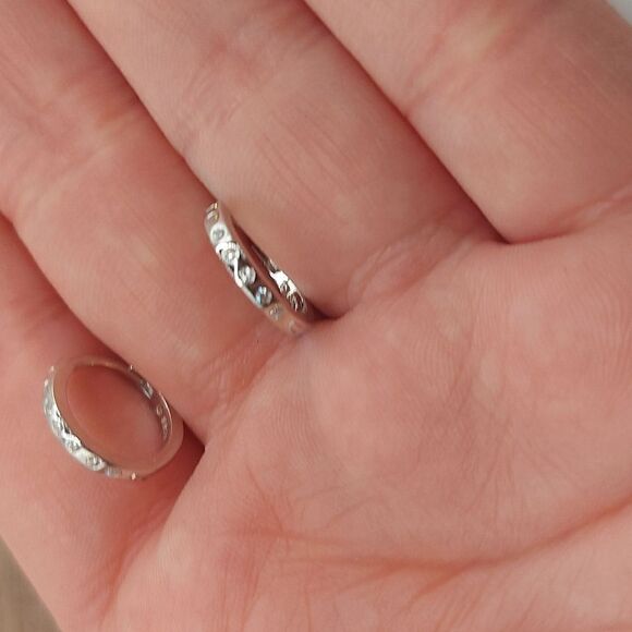 Platinum Plated 925 Sterling Silver Minimalist Huggies Earrings - Picture 7 of 10